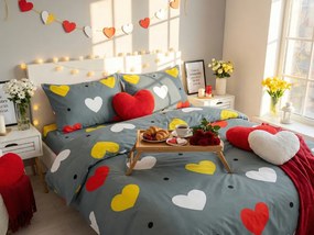 Bavlnené obliečky FAREBNÁ SRDCA sivá Rozmer obliečky: 70 x 90 cm | 140 x 200 cm