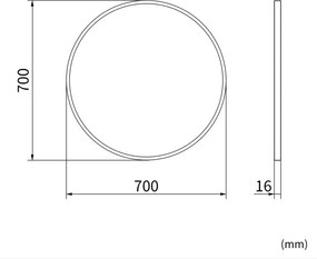 Erga Round, okrúhle zrkadlo 70cm, čierny rám, ERG-V01-ROUND-7070-BK