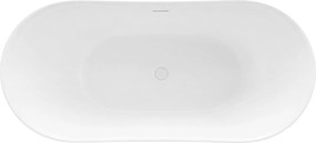 Rea FERRANO Slim, voľne stojaca vaňa 1520×730×670 mm, biela, čierna krytka odtoku, KPL-W6080