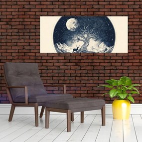 Obraz – Magický strom s jeleňom I. (120x50 cm)