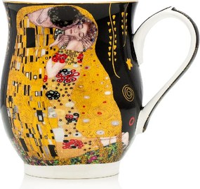 HOME ELEMENTS Porcelánový hrnček 350 ml, Klimt, Bozk čierny