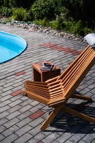 Skladacie drevené záhradné kreslo s vankúšom - svetlohnedé