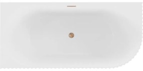 Mexen Gia, voľne stojaca rohová vaňa, drážkovaná, ľavá, 170 x 80 cm, biela matná, medená matná, 52701708001L-65