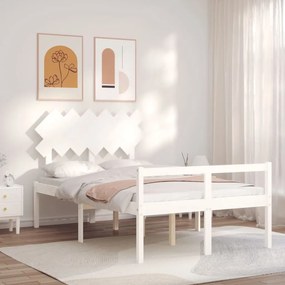 Rám postele s čelom biely 4FT malé dvojlôžko masívne drevo 3195517