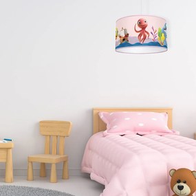 Detské závesné svietidlo Lola, 1x plastové tienidlo so vzorom, p