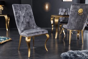 Luxusná jedálenská stolička Barock Gold Lion šedá zamat