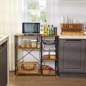 Kuchynský regál s výsuvným košom TAYLOR 84x90 cm, rustikálne hnedý