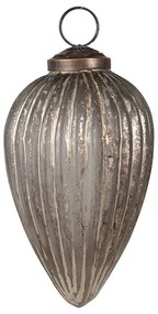 Šedá antik sklenená vianočná ozdoba banka - Ø 7*11 cm