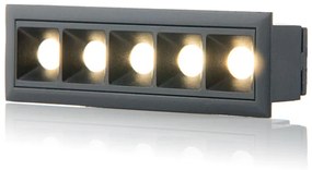 LED2 Zápustné bodové LED osvetlenie LINEAR, 10W, teplá biela, hranaté, čierne