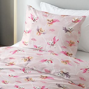 Biante Detské bavlnené posteľné obliečky Sandra SA-650 Psí superhrdinovia na staroružovom Jednolôžko 140x200 a 70x90 cm