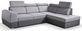 Rozkladacia rohová sedacia súprava MATRIX do L, šedá, pravá, s úložným priestoro