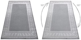 Moderný MEFE koberec   2813 vzor rámu, Grécky  kľúč  - Štrukturálny,  dve vrstvy  rúna sivá