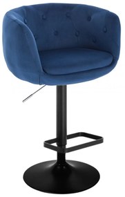 LuxuryForm DESIGN Barová stolička MONTANA VELUR na čiernom tanieri - modrá