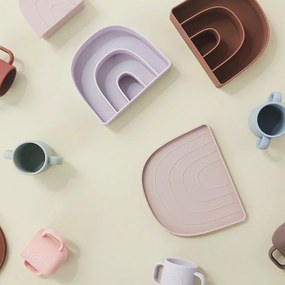 OYOY LIVING Detský tanier a miska Rainbow Plate &amp; Bowl caramel