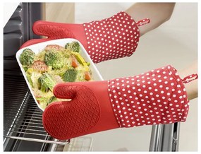 Sada 2 červených silikónových chňapiek Wenko Oven Red