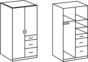 Šatníková skriňa Cariba, 90 cm, dub san remo/biela