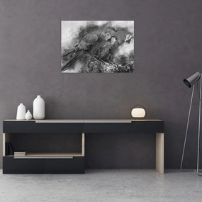 Obraz - Akvareloví papagáje (70x50 cm)