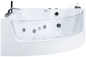 Vírivá vaňa s LED osvetlením 190 x 135 cm biela MARINA Beliani