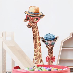 Gario Detská nálepka na stenu Giraffes - žirafy v klobúkoch Rozmery: XL