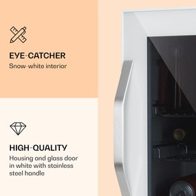 Klarstein Beersafe L Quartz, chladnička, 47 l, 2 police, sklenené panoramatické dvierka, biela