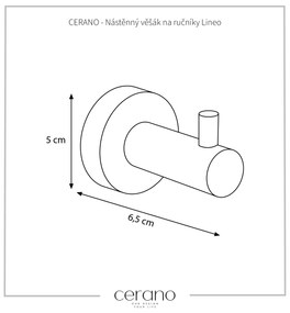 CERANO - Nástenný vešiak na uteráky Lineo - čierna matná, CER-CER-479527