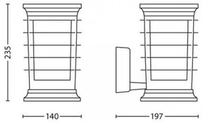 Philips 15280/54/PN - Vonkajšia nástenná lampa MyGarden PATIO 1xE27/60W/230V IP44