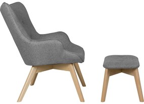 Sivé kreslo s podnožkou Niko – Ropez