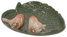 Napájadlo pre vtáky Leaf, 19x21 cm, keramika, zelená