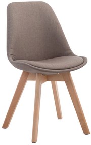 Stolička Borne V2 - látka, drevené nohy natura - Sivo-hnedá (Taupe)