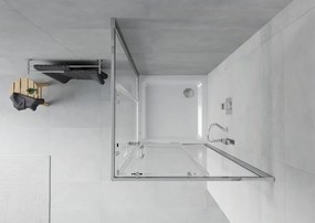 Mexen Rio štvorcová sprchová kabína 80 x 80 cm, transparentná, chróm + vanička Flat, biela - 860-080-080-01-00-4010