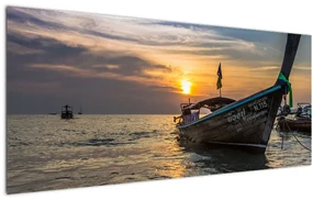 Obraz lode pri brehu (120x50 cm)
