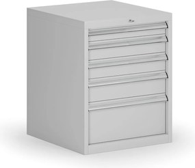 Závesný dielenský box k stolu G8, 5 zásuviek, 560 x 600 x 700 mm, sivá