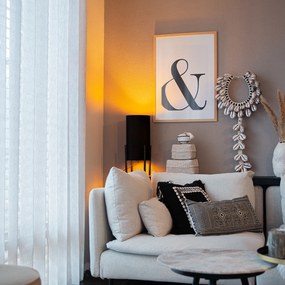 Moderná stolná lampa čierna s čiernym zamatovým tienidlom - Rich