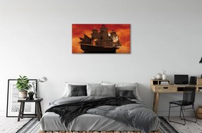 Obraz canvas Loď mora oranžová obloha 140x70 cm