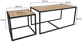 Sada konferenčných stolíkov Dallin 104 cm vzor dub