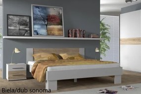COLORADO - posteľ - 160x200 cm, biela/dub sonoma, bez matraca