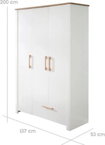 Biela detská šatníková skriňa 139x200 cm Ava – Roba