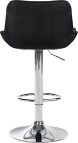 Barová stolička Vonore - látka, chróm rám - Čierna