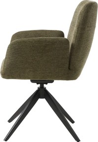 Zelené čalúnené jedálenské kreslo s podrúčkami Roxana – Unique Furniture