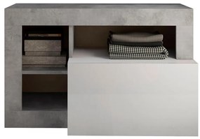 Lavica LENOR biela/šedá betón