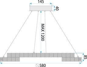 Toolight Toolight, LED závesné osvetlenie 60cm, 45W, 4000K, 2500lm, APP1771-CP, zlatá, OSW-04349