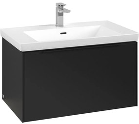 VILLEROY &amp; BOCH Subway 3.0 závesná skrinka pod umývadlo, 1 zásuvka, s LED osvetlením, 772 x 478 x 429 mm, Volcano Black, C573L1VL