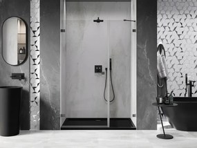 Mexen Lunar-B, Otočné ľavé sprchové dvere 150 cm, 8mm číre sklo, grafitový profil, 832S-150-050-95-00-L
