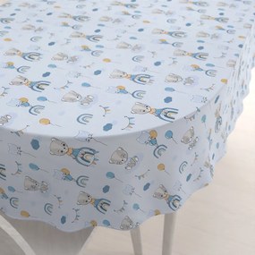 Biante Detský bavlnený oválny obrus Sandra SA-463 Medvedíky s balónikmi na svetlo modrom 50x100 cm