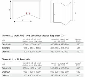Mereo Mereo, Sprchový kút, LIMA, štvorec, chróm ALU, sklo Point, MER-CK86112K