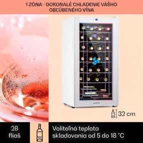 Klarstein Shiraz 28 Uno, vinotéka, 74 l, 28 fliaš, 5-18°C, dotykový ovládací panel
