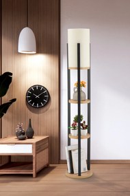 Stojací lampa Nora II černá/přírodní dub