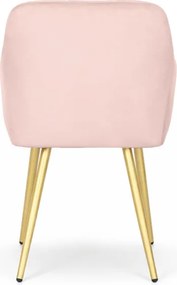 Sada štyroch jedálenských stoličiek LUXANO zamatové, púdrovoružové / zlaté nohy (4 ks)
