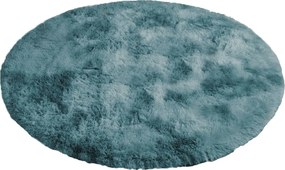Okrúhly shaggy koberec s ombre efektom v tmavomodrej farbe Rozmer: 90 cm