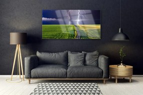 Obraz na akrylátovom skle Pole blesk krajina 120x60 cm